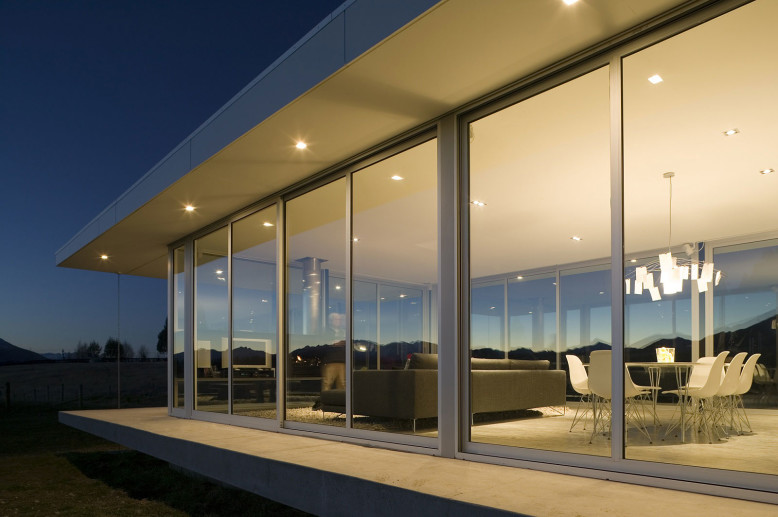 Modern glass house in New Zealand