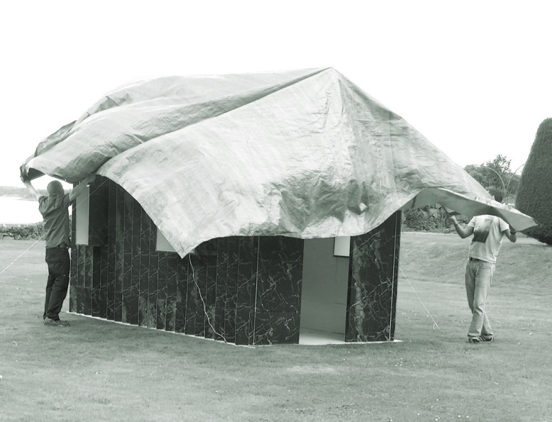 Corrugated paper cabin by Mattias Lind Chameleon Cabin